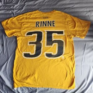 Reebok Nashville Predators Rinne 35 NHL Hockey T-Shirt Yellow Size L